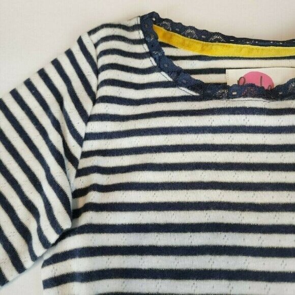 Mini Boden size 5-6 girls super soft pointelle shirt Navy and White Stripes - Picture 3 of 9